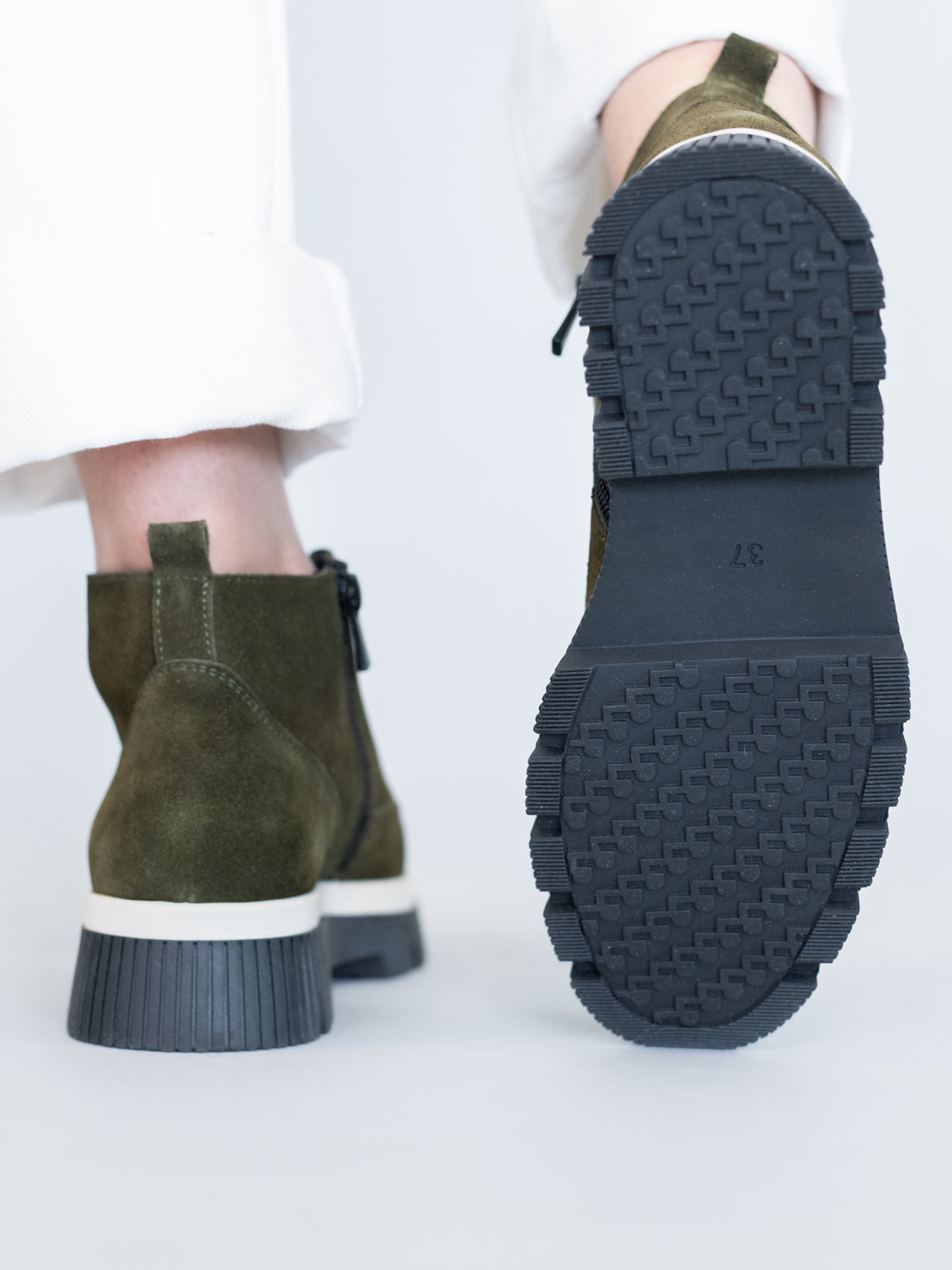 Botin Cuero Mujer Ruffen Verde