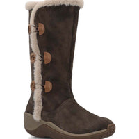 Bota Cuero Mujer Alove Button Café Oscuro