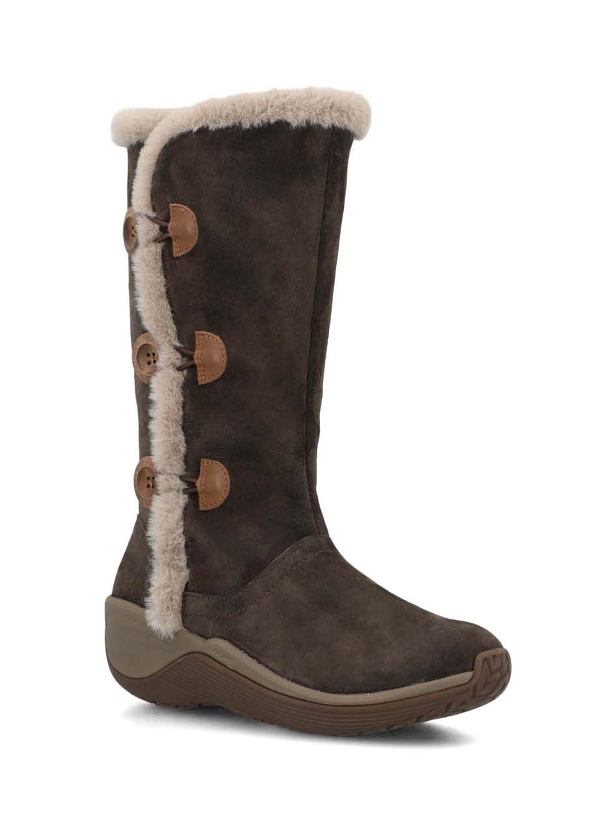 Bota Cuero Mujer Alove Button Café Oscuro