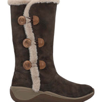 Bota Cuero Mujer Alove Button Café Oscuro