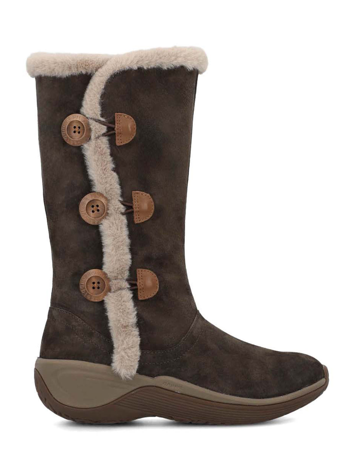 Bota Cuero Mujer Alove Button Café Oscuro